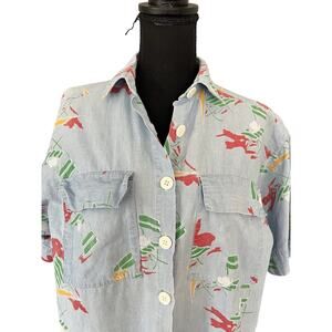 Vtg Diane Von Furstenberg Camp Shirt Abstract Print 90s DVF Resort Size Medium